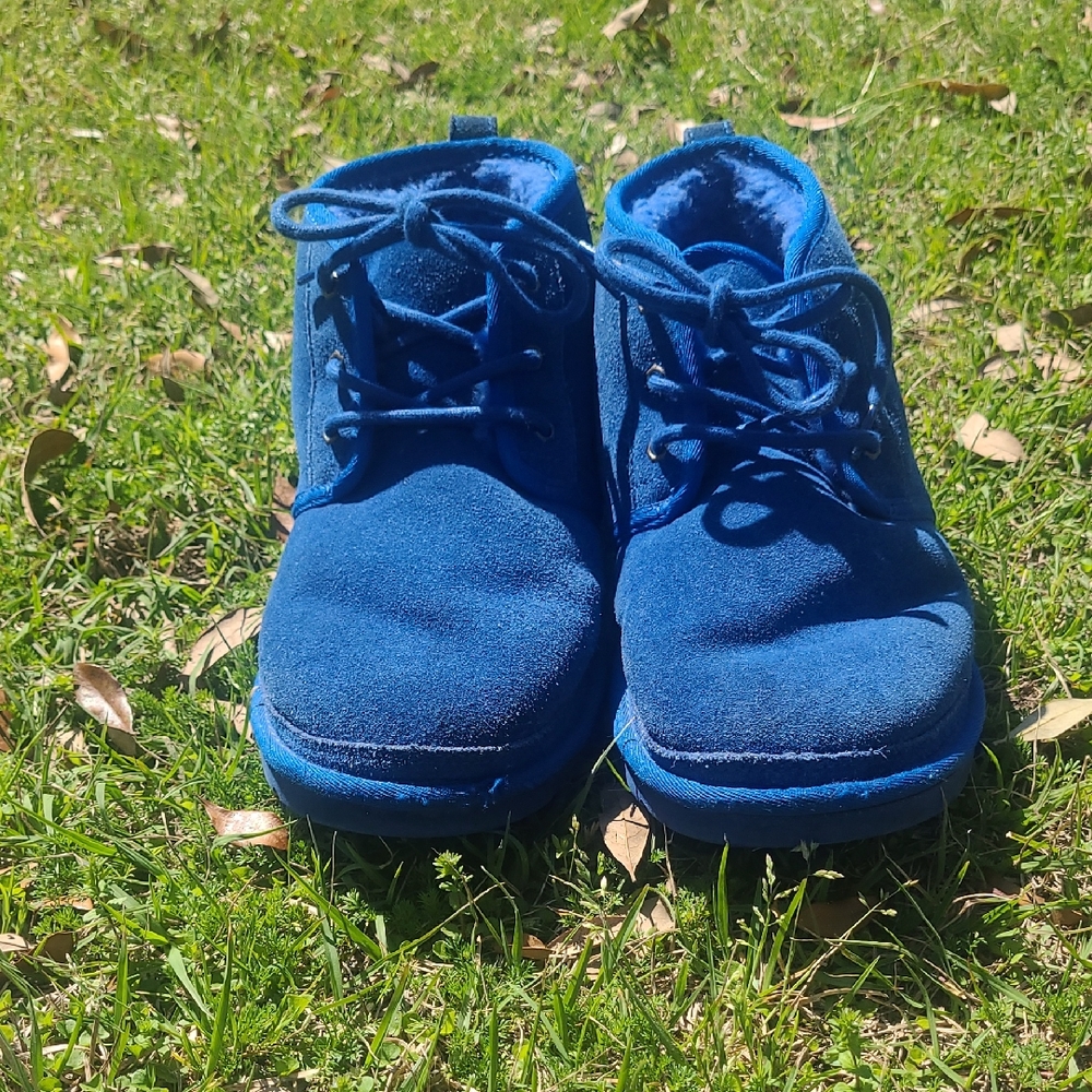 UGG Vibrant Blue Mens Lace Up Ankle Boots Sherpa Lined 10